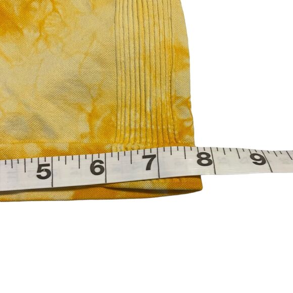 Yoga Trendy Allover Print Wideband Waist Sports Short Tie Die Yellow W26 - Picture 10 of 12